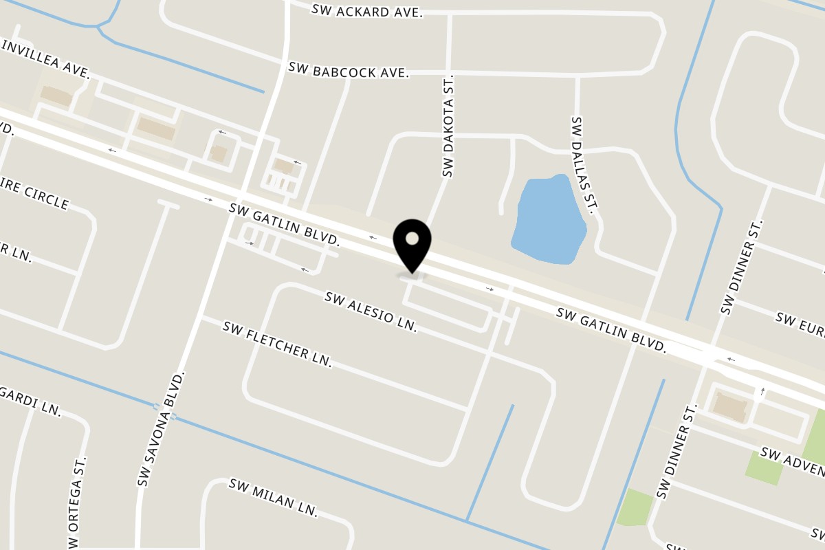 Map showing the location of Dale Arepa Bar & Healthy Bistro on 1224 SW Gatlin Blvd unit 113 in Port St. Lucie